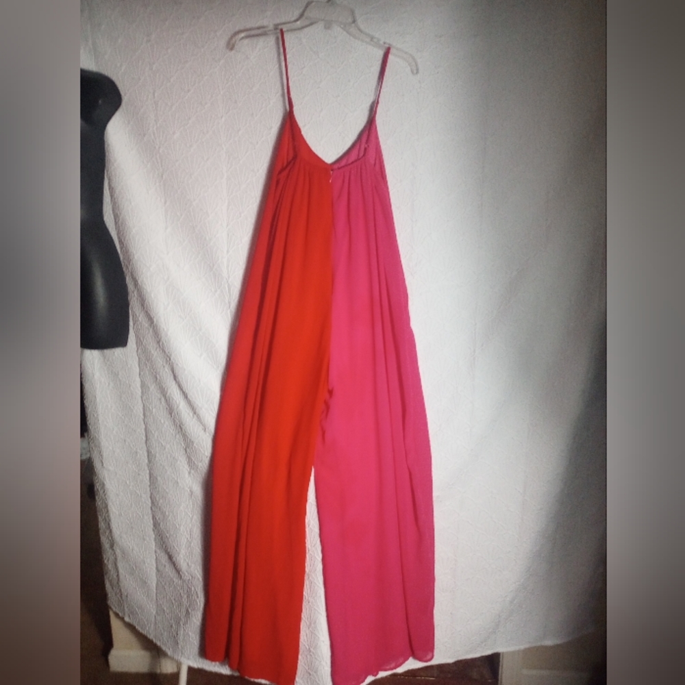 Dress Day Pink & Red Small Wide Leg Jumpsuit
